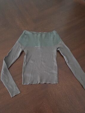 Zara Two-Tone Olive Knit Top